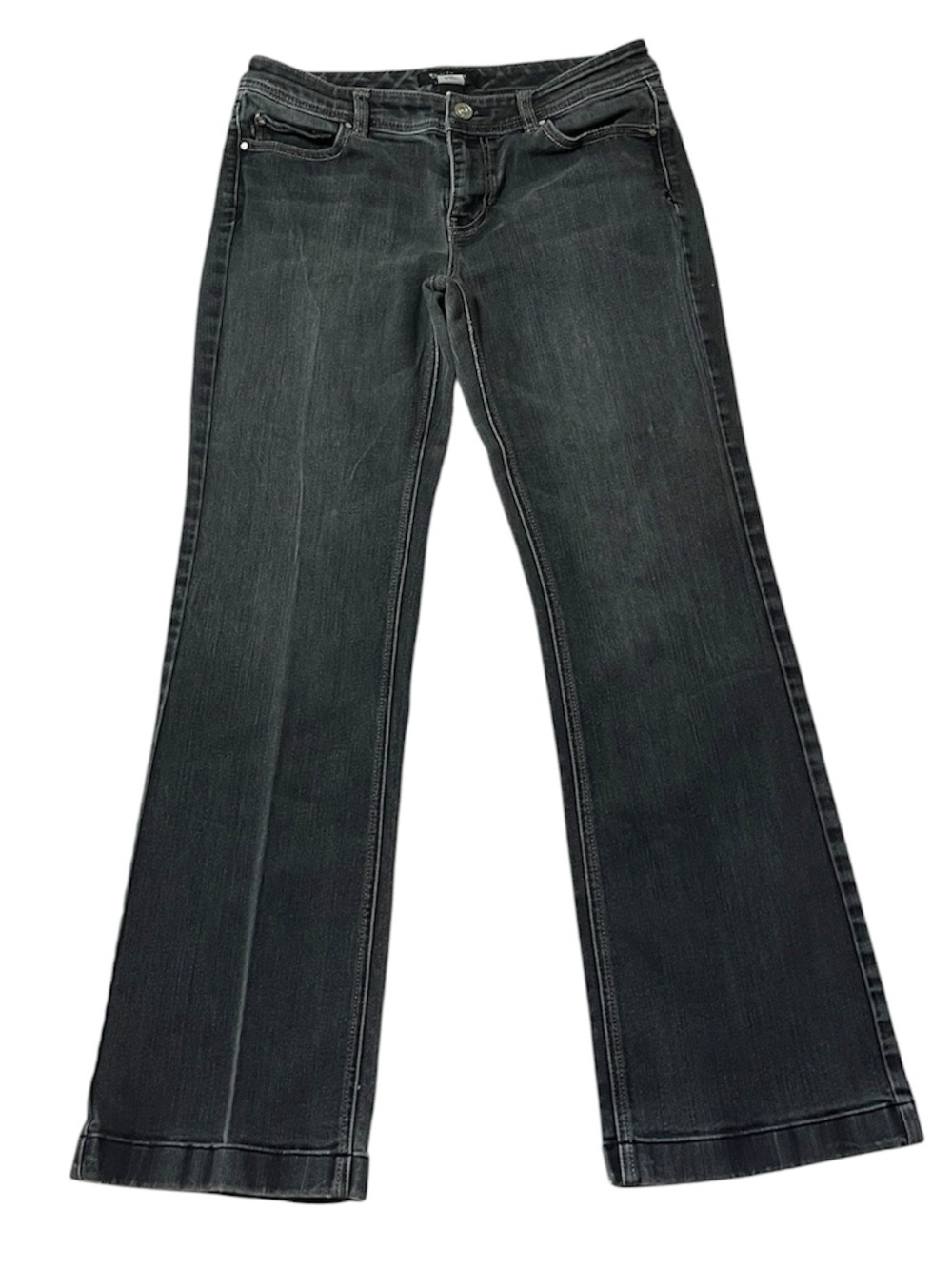 WHBM Blanc Bootcut Jeans 4 Short Black 27” Inseam Stretch Denim